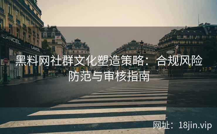 黑料网社群文化塑造策略：合规风险防范与审核指南