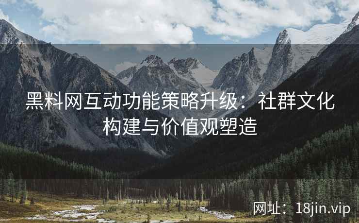 黑料网互动功能策略升级：社群文化构建与价值观塑造
