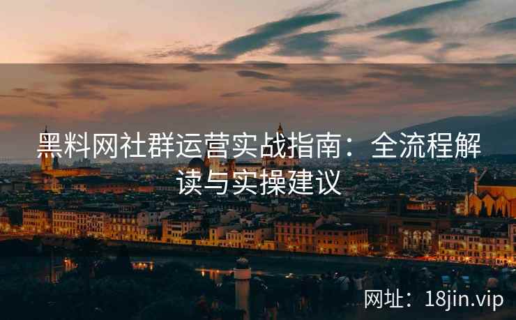 黑料网社群运营实战指南：全流程解读与实操建议