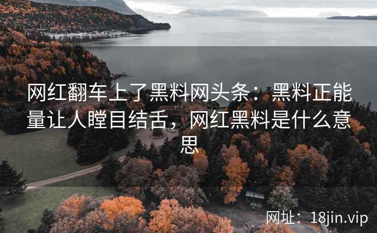 网红翻车上了黑料网头条：黑料正能量让人瞠目结舌，网红黑料是什么意思