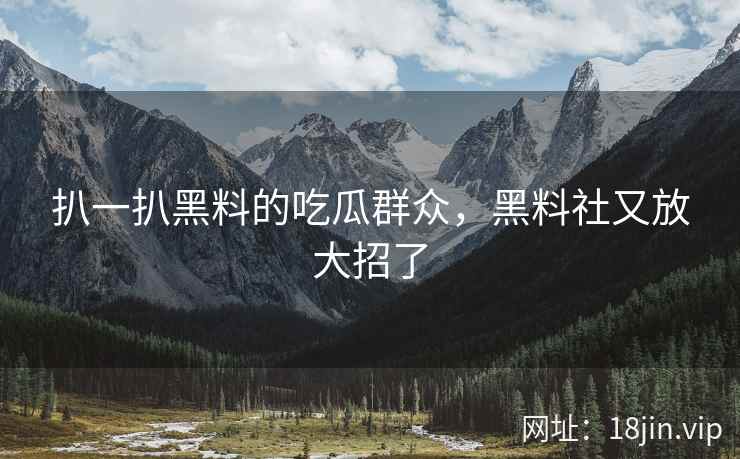 扒一扒黑料的吃瓜群众，黑料社又放大招了