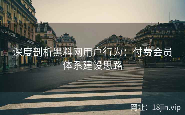 深度剖析黑料网用户行为：付费会员体系建设思路