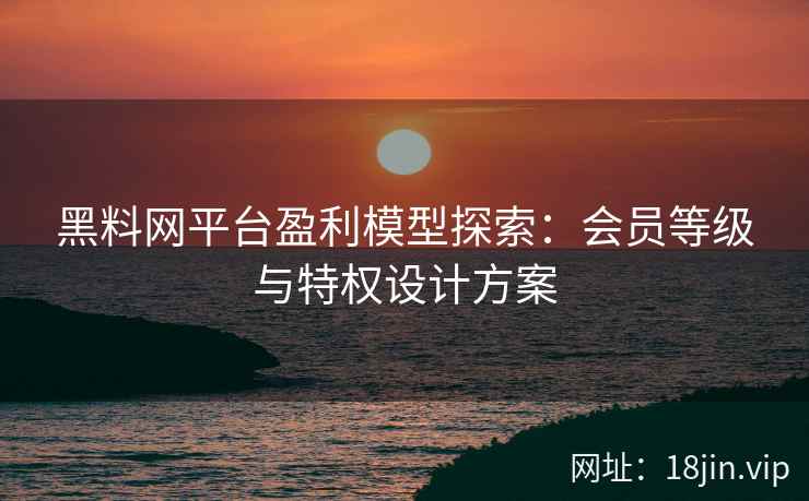 黑料网平台盈利模型探索：会员等级与特权设计方案