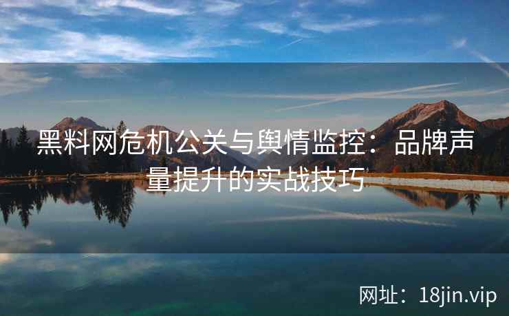 黑料网危机公关与舆情监控：品牌声量提升的实战技巧
